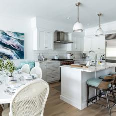 Coastal Eat In Kitchen With Wave Art
