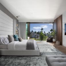 Gray Modern Bedroom With Balcony
