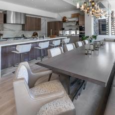 Contemporary Gray Kitchen With Eat-In Dining for 12 