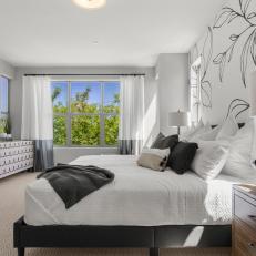 Neutral Tone Transitional Bedroom With A Beautiful Open Window