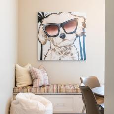Cream Dining Room With Adorable Dog Painting 