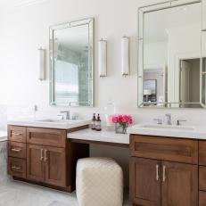 Double Vanity Bathroom With Chocolate Brown Cabinetry