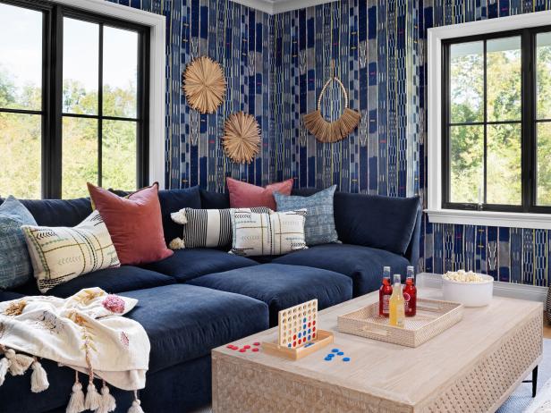 navy beige living room