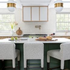 Emerald Island Features Barstools With Metallic Gold Legs
