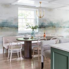 Artsy Breakfast Nook Surrounded by Dreamy Mural