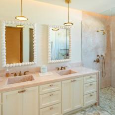 Neutral Bathroom With Pink Countertop
