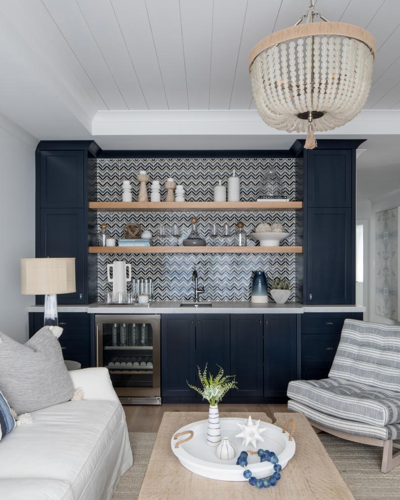 Living Room With Navy Bar