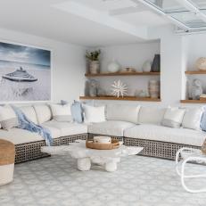 Coastal Living Room With White Coffee Table