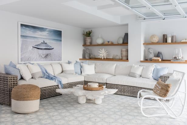 Coastal Living Room With White Chair