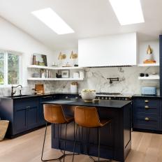 Open Plan Chef Kitchen With Navy Cabinets