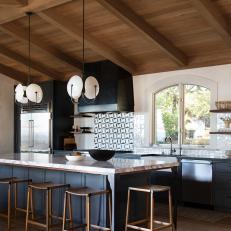 Contemporary Kitchen With Wood Ceiling