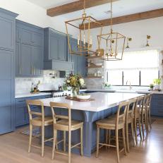 Stunning Kitchen with Giant Lovely Blue Cabinets