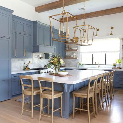 Stunning Kitchen With Lovely Blue Cabinets
