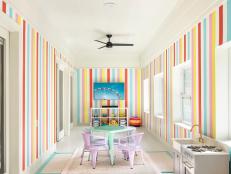 Playroom With Striped Wallpaper