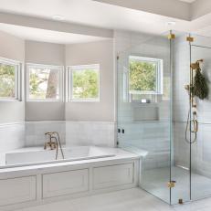 Gray Transitional Main Bathroom With Herb Bunch