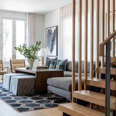 Modern Living Room With Wooden Stairs