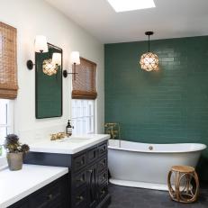 Contemporary Bathroom With Green Accent Wall