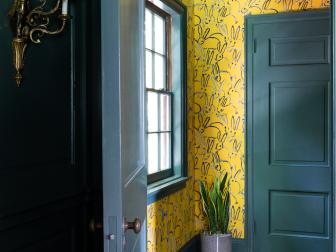 Yellow Hall With Bunny Wallpaper