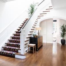 White Traditional Foyer and Stairs 
