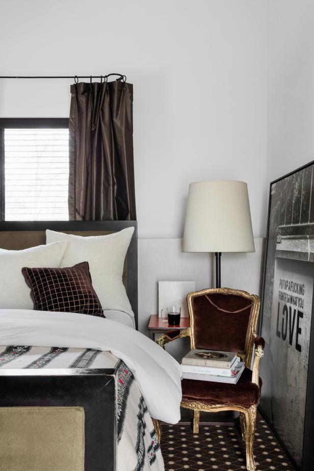 White Walls And A Patterned Floor Create Great Balance In This Bedroom HGTV