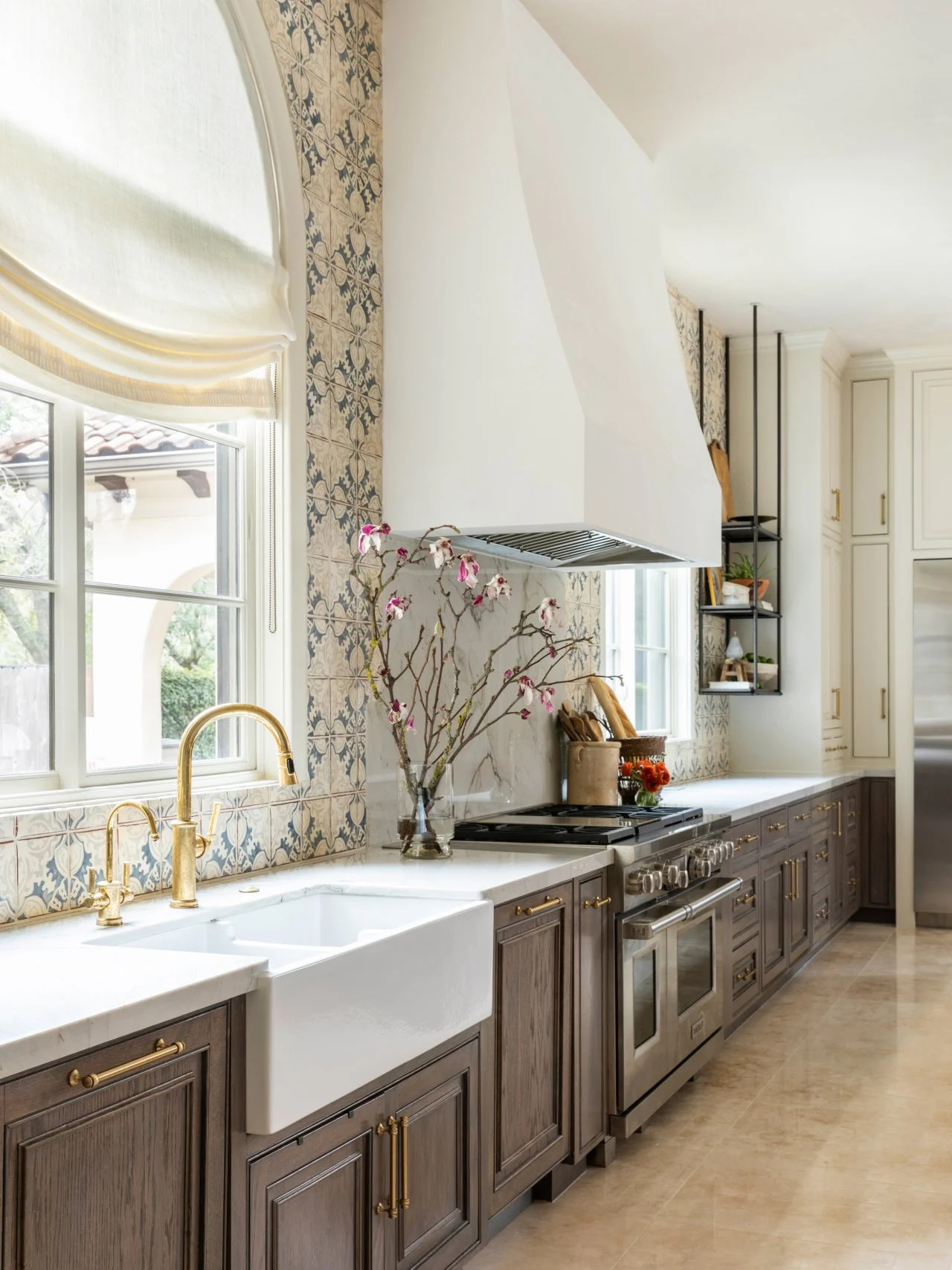 Tour a Sophisticated French Country Kitchen With Patterned Backsplash | HGTV, image size:1280x1707