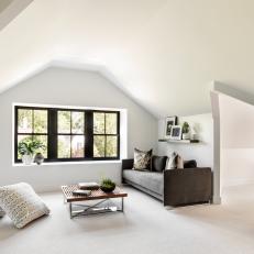 White Transitional Sitting Room With Telescope