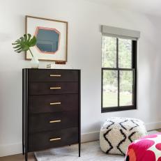 Tall Dresser and Square Pouf