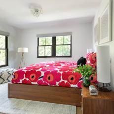 Contemporary Bedroom With Pink Floral Linens