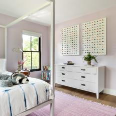 Purple Transitional Kid's Room With Dot Art