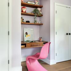 Kid's Desk With Pink Chair