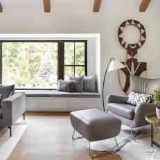 Contemporary Neutral Living Room With Gray Armchair