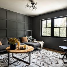 Gray Contemporary Sitting Room With Keyboard