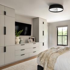 White Contemporary Bedroom With Cabinets