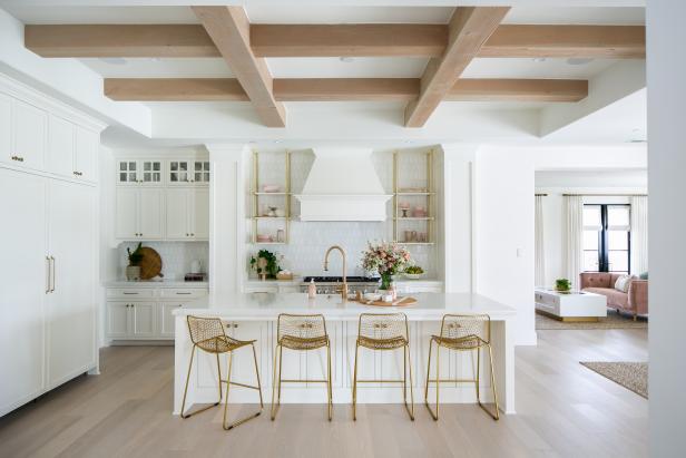 Bright White Kitchen With Brass Details | Tracy Lynn Studio | HGTV