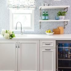 Bar Area in Blue and White Transitional Kitchen