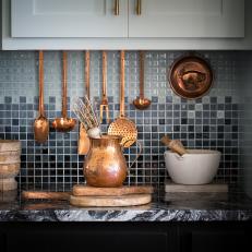 Gray Mosaic Tile Kitchen Backsplash