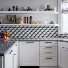 Contemporary Kitchen With Geometric Backsplash