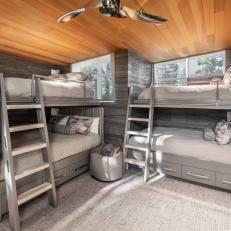 Gray Bunk Bedroom With Four Beds
