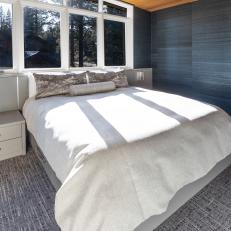 Gray Modern Bedroom With Forest View