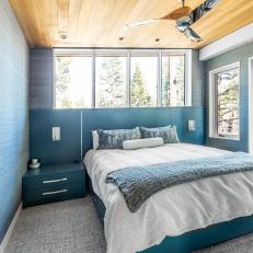 Blue Modern Bedroom With Forest View