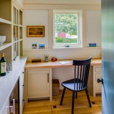 Neutral Country Home Office With Refrigerator