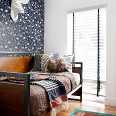 Transitional Multicolored Kid's Room With Moose Head