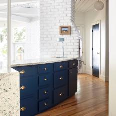 Midcentury Modern Kitchen With Terrazzo Tile Countertop