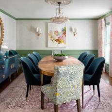 Blue and Green Contemporary Dining Room