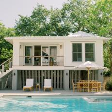 White and Gray Poolhouse Exterior
