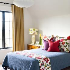 Transitional Bedroom with Floral Bedding 
