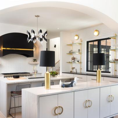 Gold, White and Black Transitional Kitchen