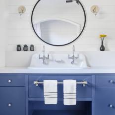 Classic Blue and White Single Vanity Bathroom