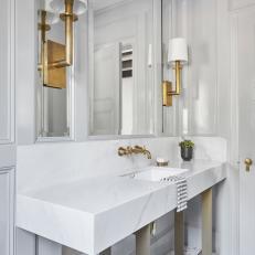 Contemporary Single Vanity Bathroom With Sconces