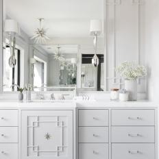 Modern White Bathroom With Marble Accents